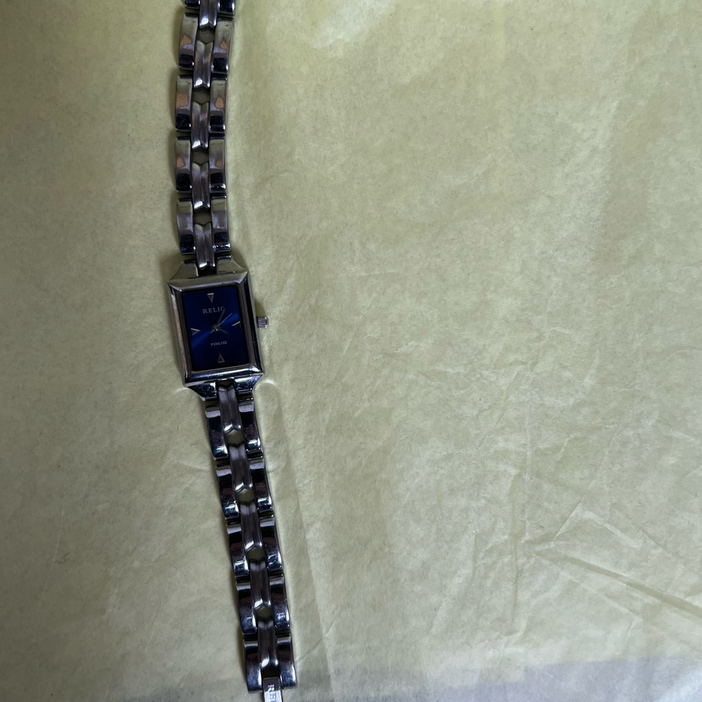 Relic Silver Link Bracelet Watch With Blue Dial